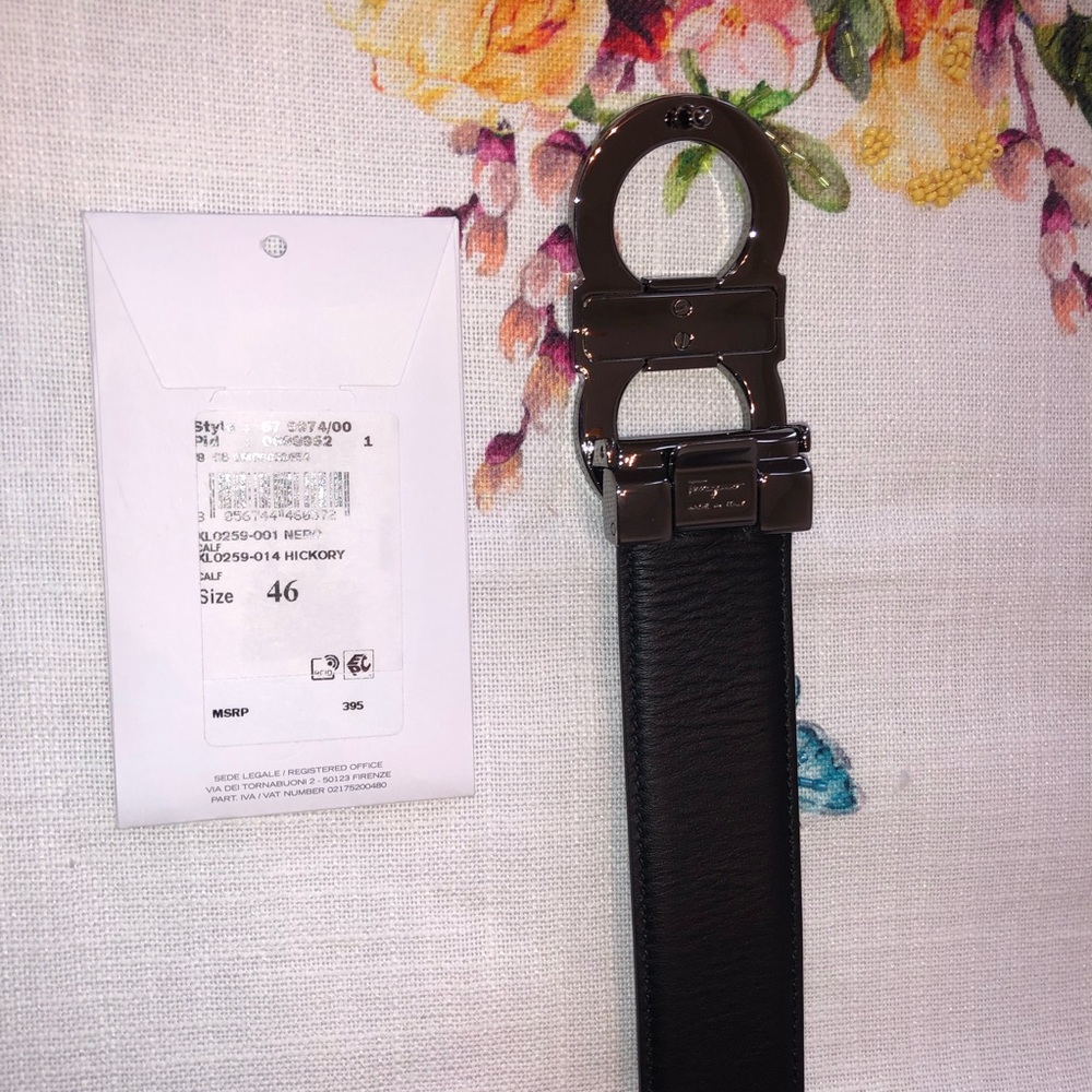 Salvatore Ferragamo Belt Hickory / Nero Size 46